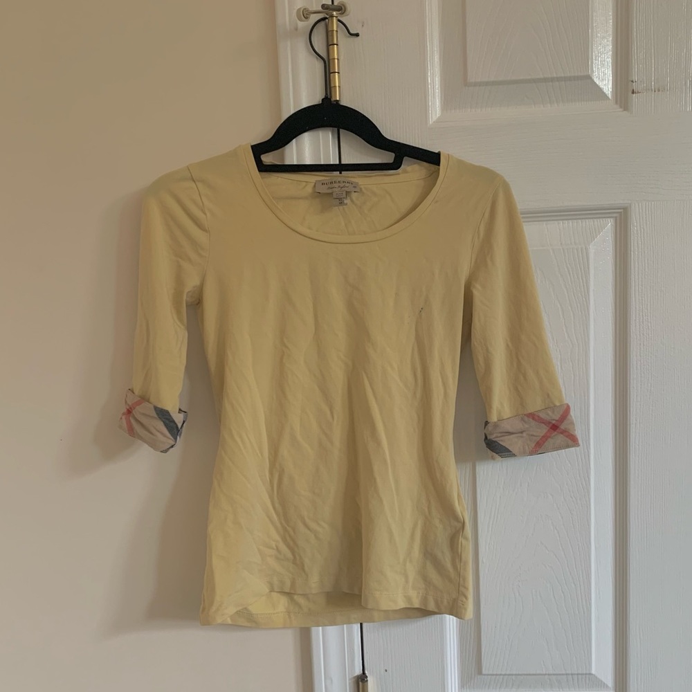 Yellow Burberry Quarter Sleeve Top
